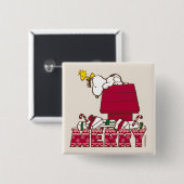 pinda's | Snoopy & Woodstock Merry Ugly Sweater Vierkante Button 5,1 Cm (Voorkant /achterkant)