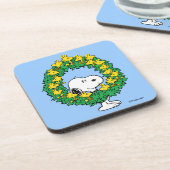 pinda's | Snoopy & Woodstock met kerstmis Bier Onderzetter (Linkerzijde)