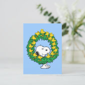 pinda's | Snoopy & Woodstock met kerstmis Briefkaart (Staand voorkant)