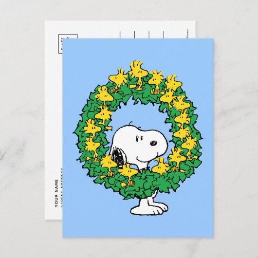 pinda's | Snoopy & Woodstock met kerstmis Briefkaart (Voorkant / Achterkant)