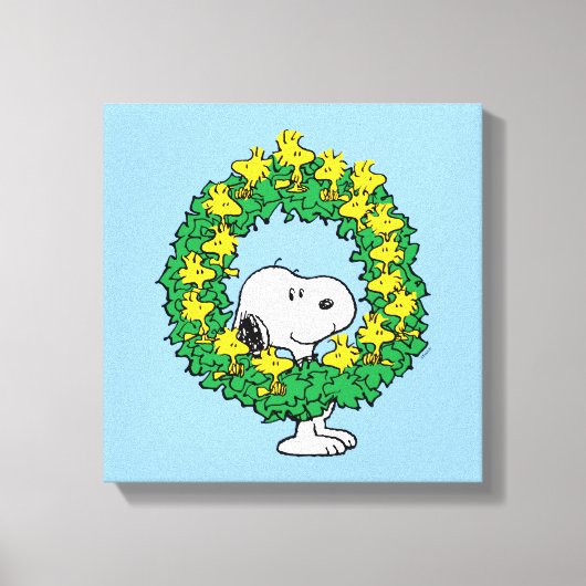 pinda's | Snoopy & Woodstock met kerstmis Canvas Afdruk (Voorkant)