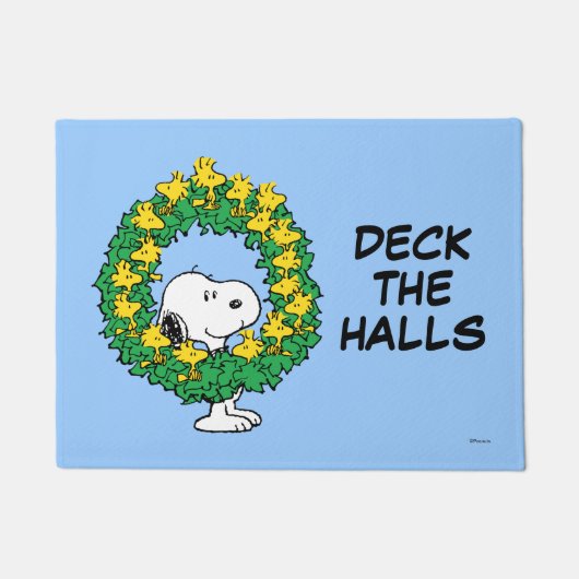 pinda's | Snoopy & Woodstock met kerstmis Deurmat (Voorkant)
