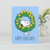 pinda's | Snoopy & Woodstock met kerstmis Feestdagenkaart (Staand voorkant)