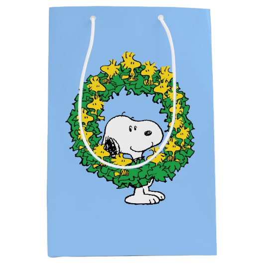 pinda's | Snoopy & Woodstock met kerstmis Medium Cadeauzakje (Voorkant)