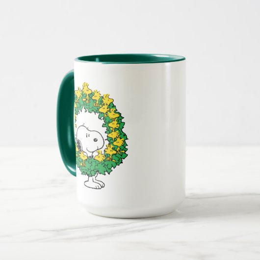 pinda's | Snoopy & Woodstock met kerstmis Mok (Voorkant links)