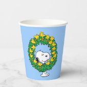 pinda's | Snoopy & Woodstock met kerstmis Papieren Bekers (Voorkant)