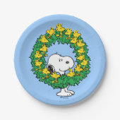 pinda's | Snoopy & Woodstock met kerstmis Papieren Bordje (Voorkant)