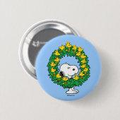 pinda's | Snoopy & Woodstock met kerstmis Ronde Button 5,7 Cm (Voorkant /achterkant)