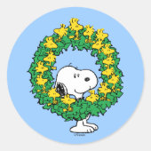 pinda's | Snoopy & Woodstock met kerstmis Ronde Sticker (Voorkant)