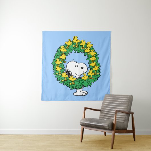 pinda's | Snoopy & Woodstock met kerstmis Wandkleed (In situ)
