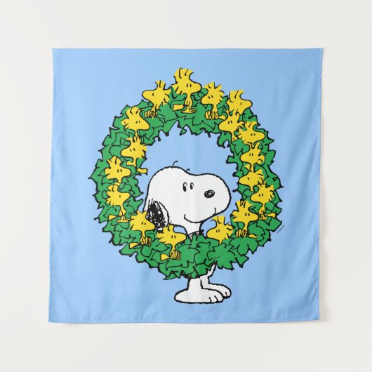 pinda's | Snoopy & Woodstock met kerstmis Wandkleed (Voorkant)