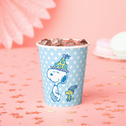 PINDA'S | Snoopy & Woodstock Party Polka Dots Papieren Bekers (Insitu)