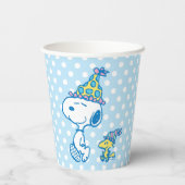 PINDA'S | Snoopy & Woodstock Party Polka Dots Papieren Bekers (Achterkant)