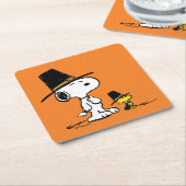 pinda's | Snoopy & Woodstock Pilgrim Kartonnen Onderzetters (Schuin)