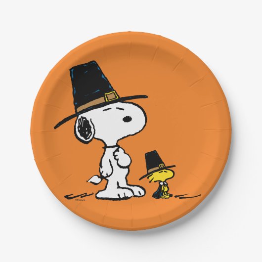 pinda's | Snoopy & Woodstock Pilgrim Papieren Bordje (Voorkant)