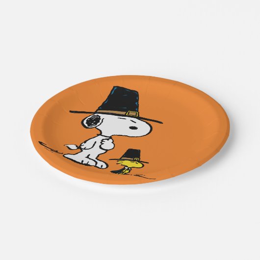 pinda's | Snoopy & Woodstock Pilgrim Papieren Bordje (Gekanteld)