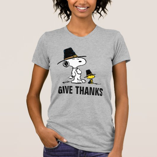 pinda's | Snoopy & Woodstock Pilgrim T-shirt (Voorkant)