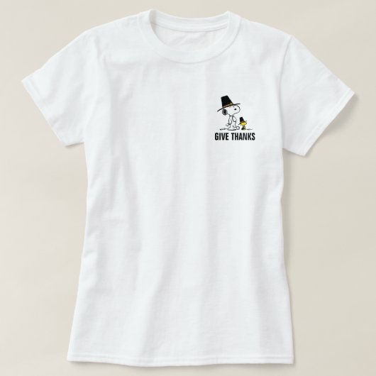 pinda's | Snoopy & Woodstock Pilgrim T-shirt (Design voorkant)