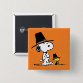 pinda's | Snoopy & Woodstock Pilgrim Vierkante Button 5,1 Cm (Voorkant /achterkant)