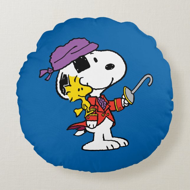 pinda's | Snoopy & Woodstock Pirates Rond Kussen (Voorkant)