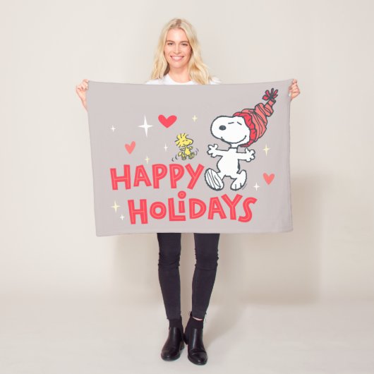 pinda's | Snoopy & Woodstock Prettige feestdagen Fleece Deken (In situ)