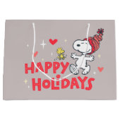 pinda's | Snoopy & Woodstock Prettige feestdagen Groot Cadeauzakje (Voorkant)