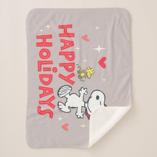 pinda's | Snoopy & Woodstock Prettige feestdagen Sherpa Deken (Voorkant)