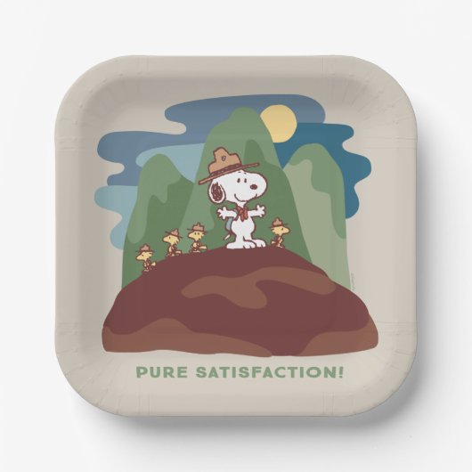 pinda's | Snoopy & Woodstock Pure Satisfaction Papieren Bordje (Voorkant)