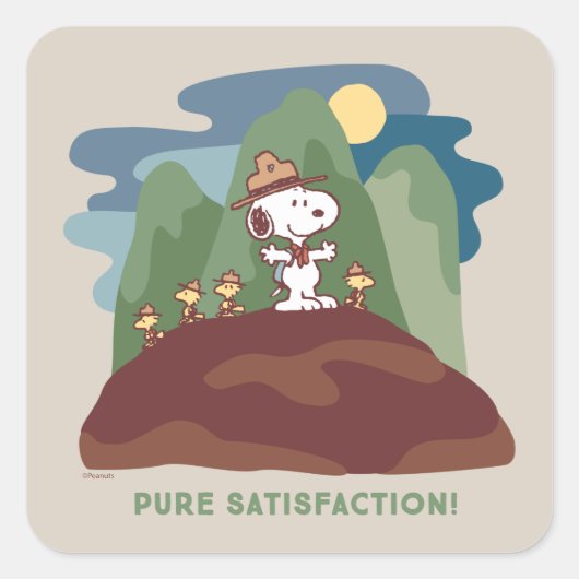 pinda's | Snoopy & Woodstock Pure Satisfaction Vierkante Sticker (Voorkant)