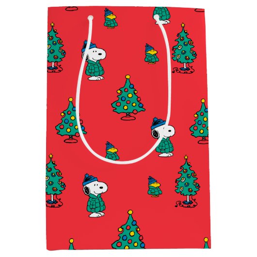 pinda's | Snoopy & Woodstock Red-kerstpatroon Medium Cadeauzakje (Voorkant)
