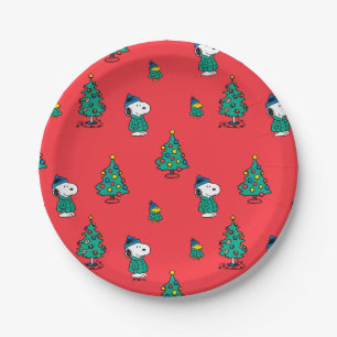 pinda's Snoopy & Woodstock Red-kerstpatroon Papieren Bordje