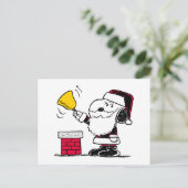 pinda's | Snoopy & Woodstock Santa Bell Ringer Briefkaart (Staand voorkant)
