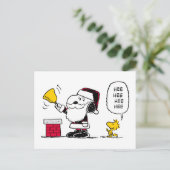 pinda's | Snoopy & Woodstock Santa Bell Ringer Briefkaart (Staand voorkant)