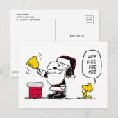 pinda's | Snoopy & Woodstock Santa Bell Ringer Briefkaart (Voorkant / Achterkant)