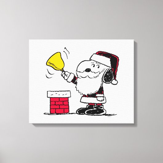pinda's | Snoopy & Woodstock Santa Bell Ringer Canvas Afdruk (Voorkant)