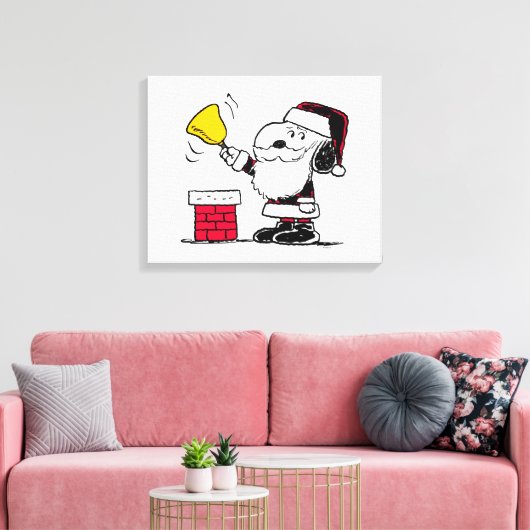 pinda's | Snoopy & Woodstock Santa Bell Ringer Canvas Afdruk (Insitu (Woonkamer))