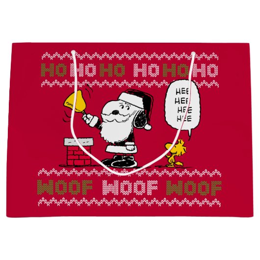 pinda's | Snoopy & Woodstock Santa Bell Ringer Groot Cadeauzakje (Voorkant)