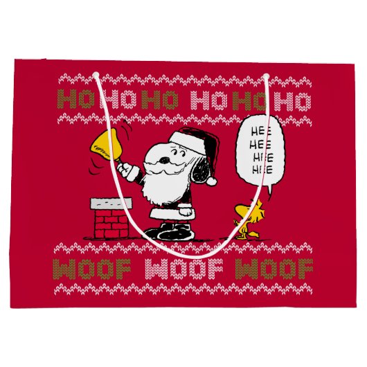 pinda's | Snoopy & Woodstock Santa Bell Ringer Groot Cadeauzakje (Achterkant)