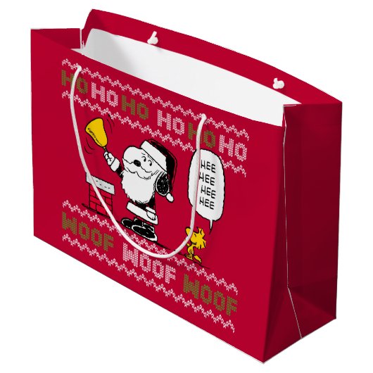 pinda's | Snoopy & Woodstock Santa Bell Ringer Groot Cadeauzakje (Achterkant Gekanteld)