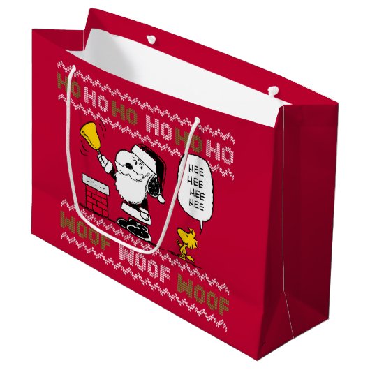 pinda's | Snoopy & Woodstock Santa Bell Ringer Groot Cadeauzakje (Voorkant Gekanteld)