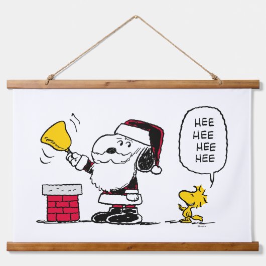 pinda's | Snoopy & Woodstock Santa Bell Ringer Hangend Wandkleed (Voorkant)