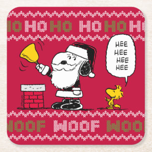 pinda's   Snoopy & Woodstock Santa Bell Ringer Kartonnen Onderzetters