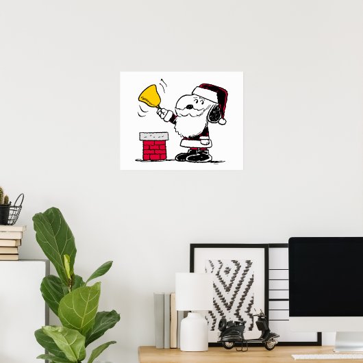 pinda's | Snoopy & Woodstock Santa Bell Ringer Poster (Thuiskantoor)