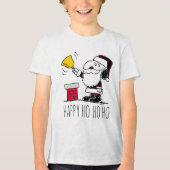 pinda's | Snoopy & Woodstock Santa Bell Ringer Tri-Blend Shirt (Voorkant)