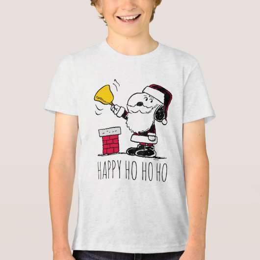 pinda's | Snoopy & Woodstock Santa Bell Ringer Tri-Blend Shirt (Voorkant)