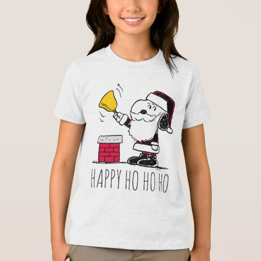 pinda's | Snoopy & Woodstock Santa Bell Ringer Tri-Blend Shirt (Voorkant)