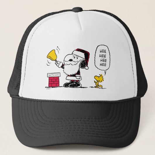 pinda's | Snoopy & Woodstock Santa Bell Ringer Trucker Pet (Voorkant)
