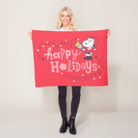 pinda's | Snoopy & Woodstock Santa Claus Fleece Deken (In situ)