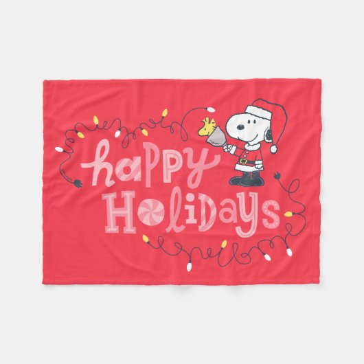 pinda's | Snoopy & Woodstock Santa Claus Fleece Deken (Voorkant (Horizontaal))