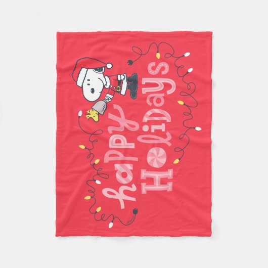 pinda's | Snoopy & Woodstock Santa Claus Fleece Deken (Voorkant)